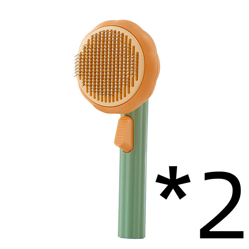 Pet Cat Brush Hand-held Steel Wire Self-cleaning Comb Looper For Hair Removal